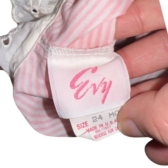 VTG Evy patchwork/pinstripe romper made in USA size 24 months - Picture 4 of 6